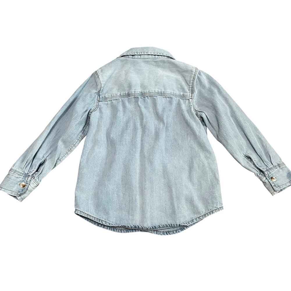 Old Navy Toddler Girls Long Sleeve Light Wash Denim Button Down Top Size 4T - Picture 4 of 5